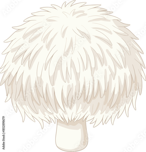 Simple Cartoon Style Delicious Puffball Mushroom Isolated On White Background