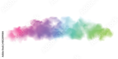 Dynamic colorful watercolor smudge in pink, purple, and green gradient on white