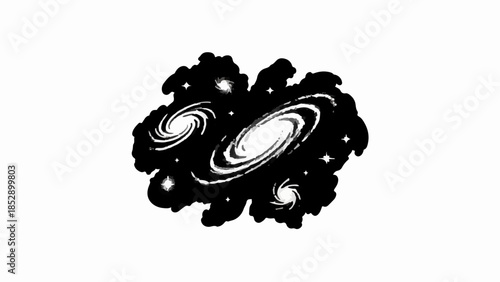 Abstract swirling galaxies and stars in deep space, a cosmic wonder.