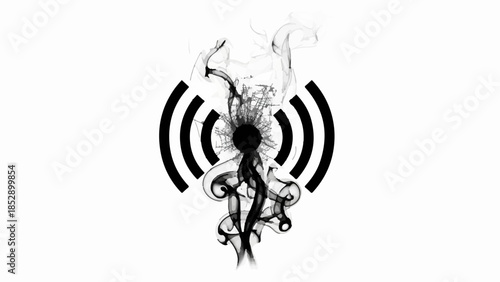 Abstract symbol of signal disruption and dark energy spreading