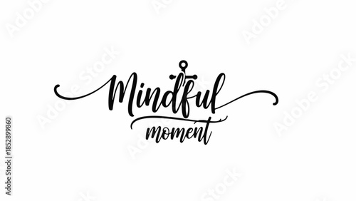 Inspiring handwritten calligraphy for "Mindful Moment" with a delicate anchor symbol.