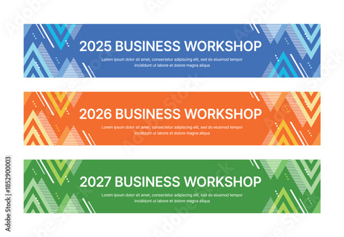 Modern business banner templates with abstract geometric patterns. Perfect for workshops, events, conferences, presentations, or branding projects, combining style and professionalism.