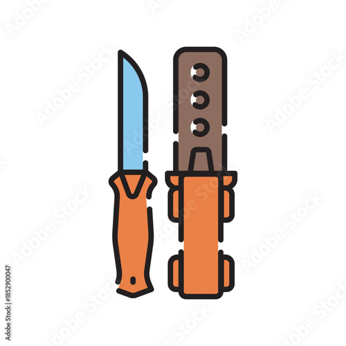 tactical 
knife black line icon. Vector isolated element