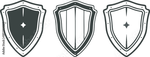 Shield emblems with decorative details vector