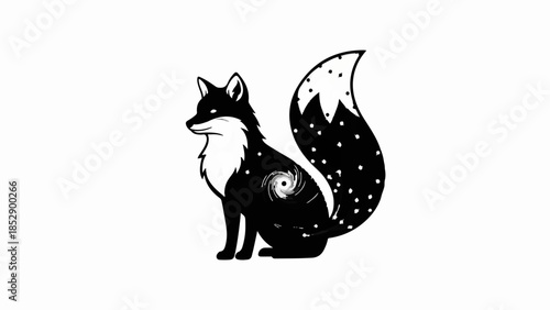 Mystical fox with celestial tail embodies cosmic wonder and imagination