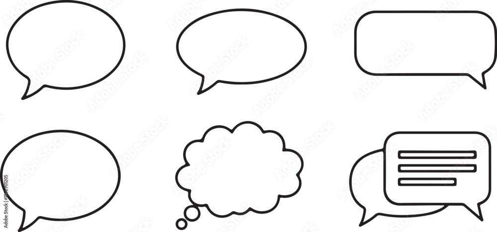 Obraz premium Minimalist Outline Speech Bubble Icon Vector for Chat and Communication Design