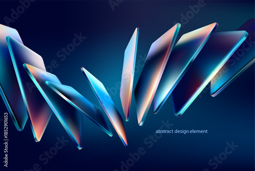 Abstract vector background of 3D squares and rectangles.. Transparent iridescent geometric shapes for poster and presentation design.