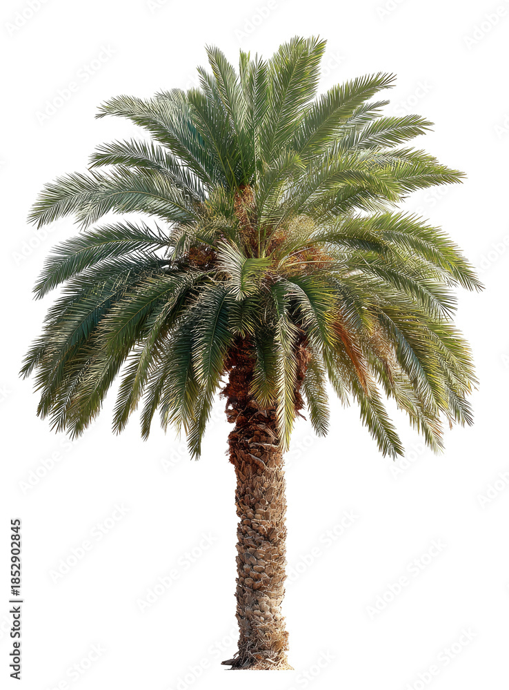 Fototapeta premium Digitally enhanced image of a solitary palm tree against a solid black background