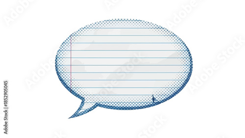 Speech bubble with lined paper texture, ideal for notes, communication, and dialogue representations