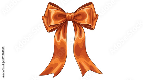 Orange Ribbon Bow Illustration - Decorative Gift Wrapping Accent