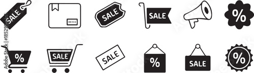 sale icon set for ecommerce and retail marketing vector pack
