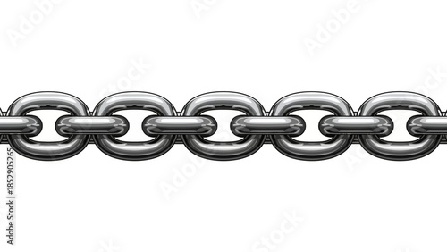 A close-up, detailed view of a robust metal chain link pattern against a clean white background, highlighting its industrial strength and connectivity