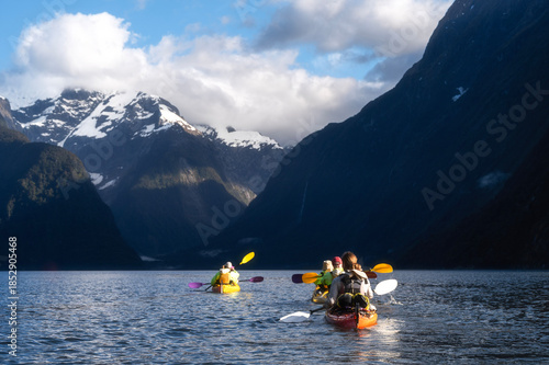Kayaking in Milford Sound, Fiordland National Park, South Island, New Zealand