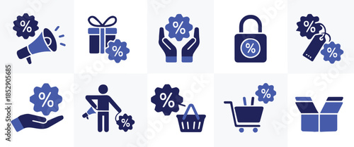 discount shopping and cart icons for online store promotion