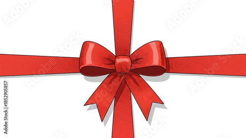 A beautifully tied red ribbon bow, perfect for gift wrapping or decoration