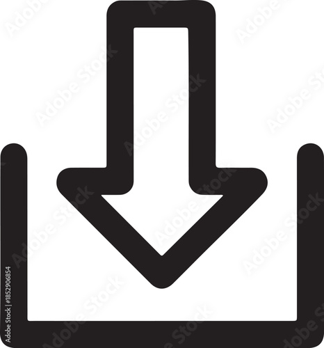 Minimalist Download Icon Vector with Down Arrow and Line Outline