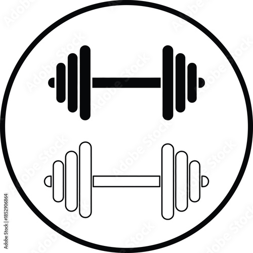 Simple black and outline dumbbell icon for fitness and workout concepts