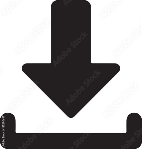 Minimalist Download Icon Vector with Down Arrow and Line Outline