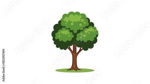 Vibrant cartoon tree illustration featuring a lush green canopy and sturdy brown trunk, perfect for nature designs