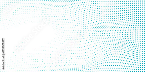 Vector Dot Gradient Blue Color Halftone Background Staggered Dots Pattern Abstract Modern
