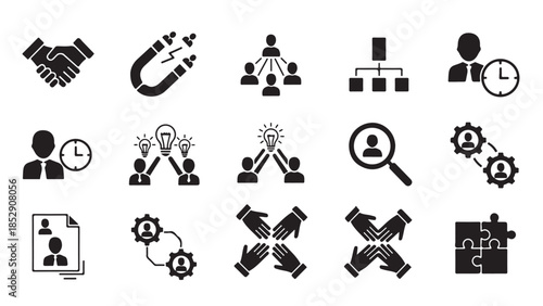 eamwork, Community, Business People, Partnership, Glyph Pictogram Collection