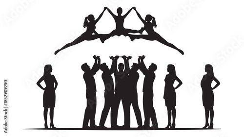 Vector Illustration of a Team of Business People Forming a Human Pyramid, Symbolizing Teamwork, Support, Unity, and Collaboration.