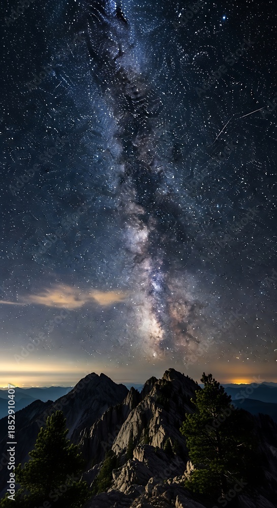 Fototapeta premium Milky Way Galaxy Night Sky Landscape.