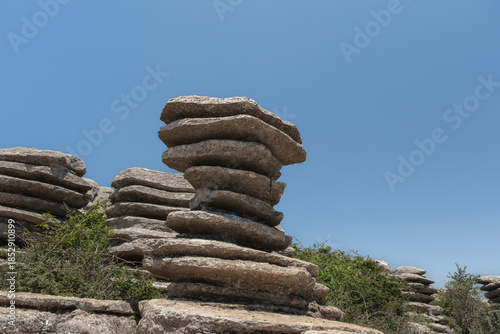 Natural Monument El Tornillo del Torcal,  screw-shaped tor created by the differential erosion of limestone strata