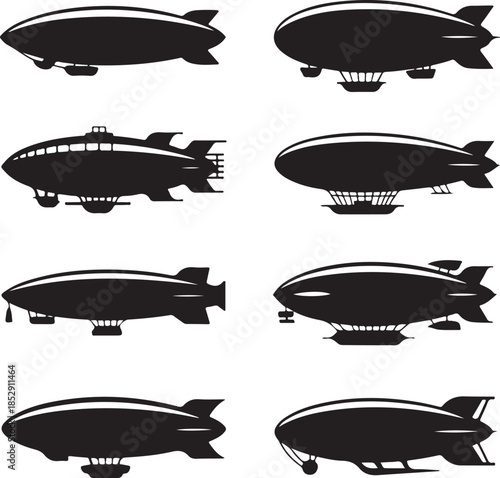 Silhouettes of Airships in Flight