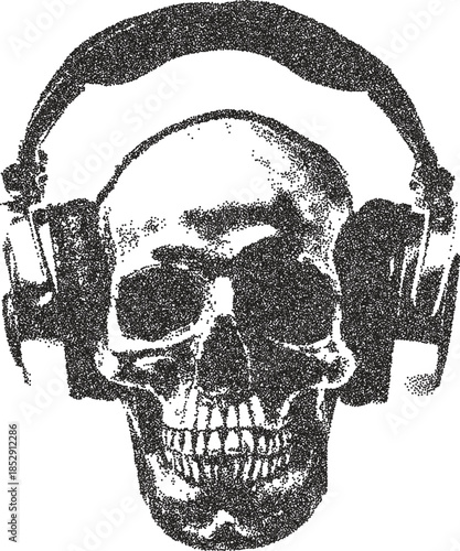 Skull y2k retro stipple art skeleton brutalist halftone vector png transparent, bone 2000s photocopy effect tattoo aesthetic