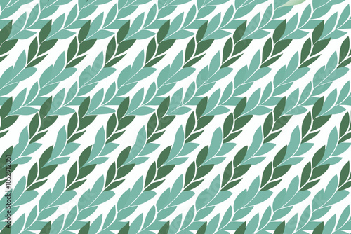 A seamless pattern featuring stylized teal and dark green leaves