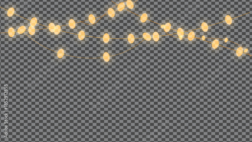 Glowing Orange String Lights on Transparent Background