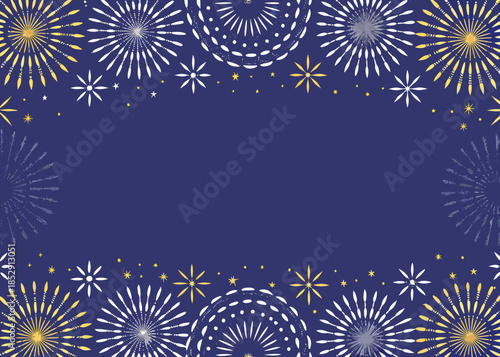 Celebratory fireworks display with golden and white bursts on a dark background
