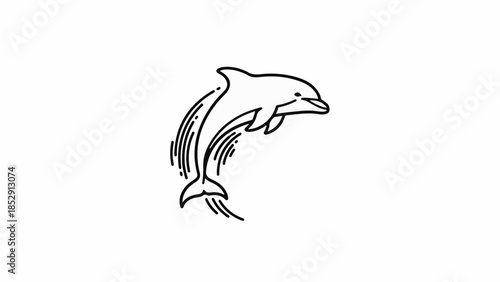 Playful dolphin leaps joyfully from the water in a dynamic illustration
