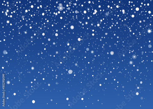 A calming blue background with falling snow a winter weather scene
