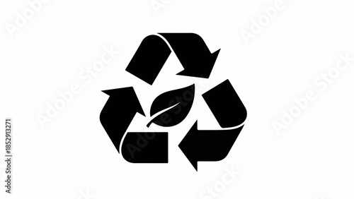 Symbol of recycling and sustainability with a leaf, representing environmental care and ecological responsibility.