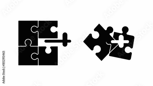 Puzzle pieces connecting to represent problem solving and collaboration