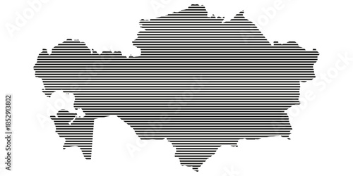 Kazakhstan country map striped lines pattern illustration