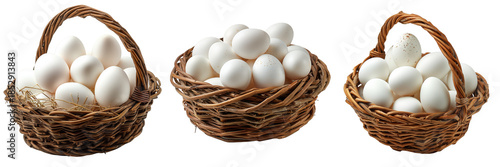 Wallpaper Mural Set of baskets filled with eggs isolated on transparent or white background Torontodigital.ca