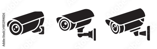 Security camera icon set. cctv video surveillance system symbol. security camera signs isolated