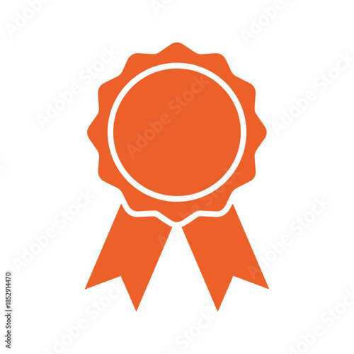 Orange award badge icon on white background