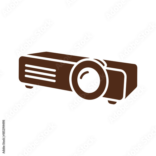 Brown projector icon on white background