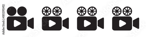 Video camera icons set in simple design focusing on film production and creative content