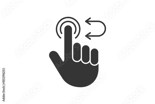 A graphic icon shows a hand with a finger touching a screen with a swipe gesture.