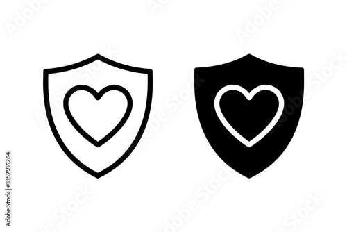 A shield icon with a heart symbol represents protection and love.