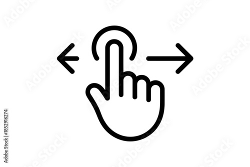 A hand icon indicates swiping action on a touch screen interface.
