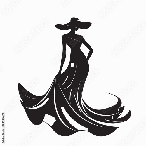 woman in black dress logo vector
