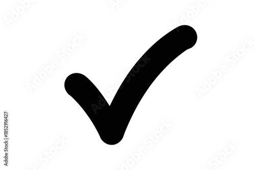 A simple black check mark symbol on a white background.