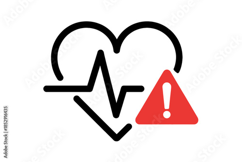 Heartbeat line with a red warning sign indicates a health alert.