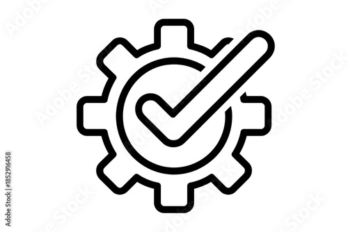 A gear with a checkmark indicating successful completion of a task.
